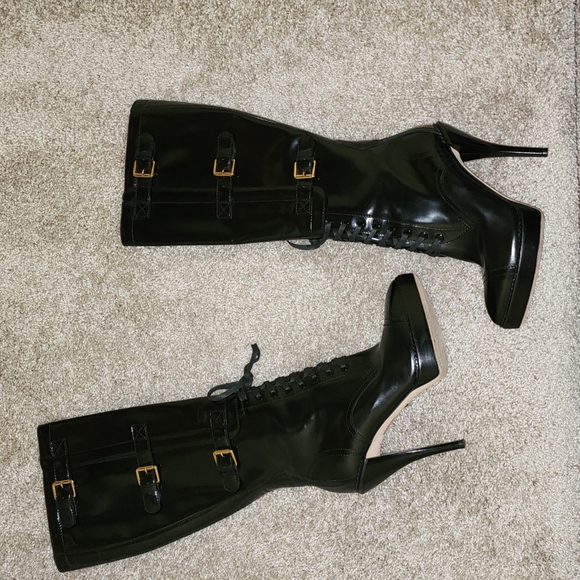 GUCCI riddle badazz KNEE HIGH REAL leather platform knee high boots. WORN 1X - Picture 7 of 12